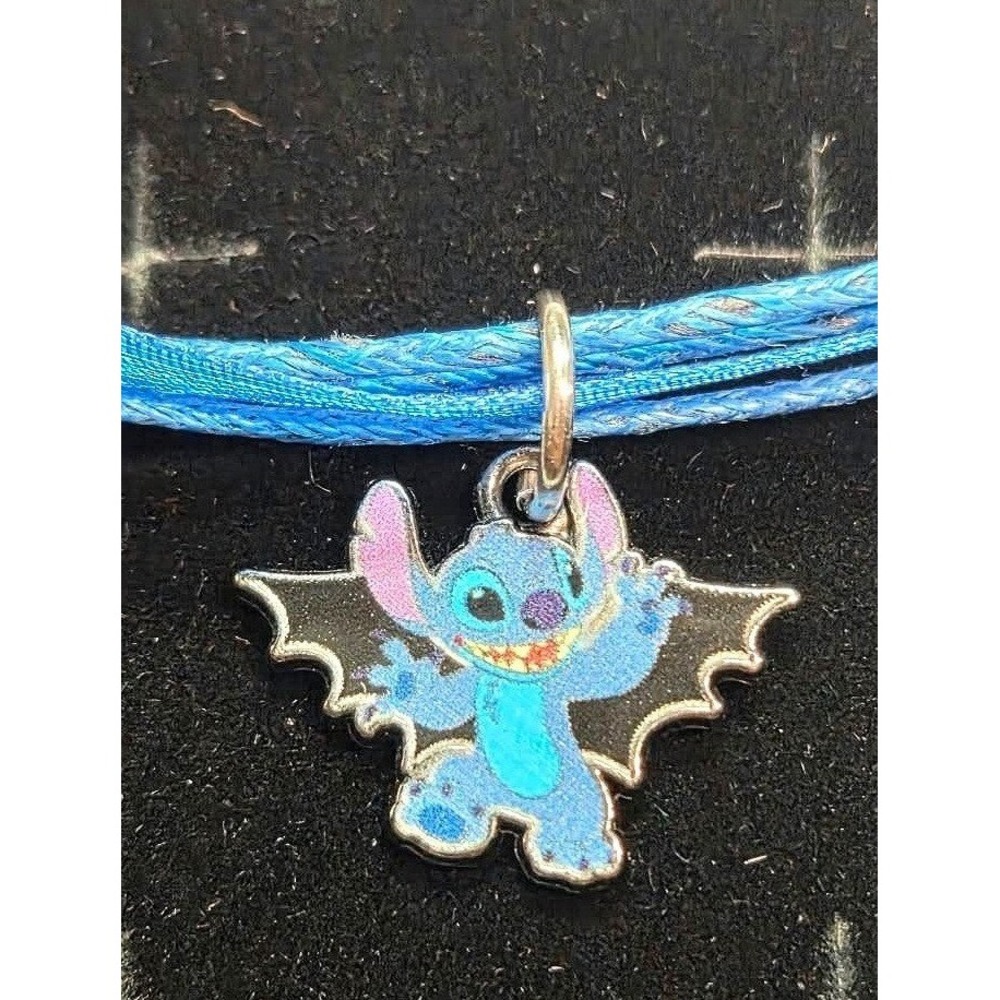 Disney Necklace Stitch Bat Wing Blue Ribbon Spooky Y2K Fairy Grunge Choker 21"